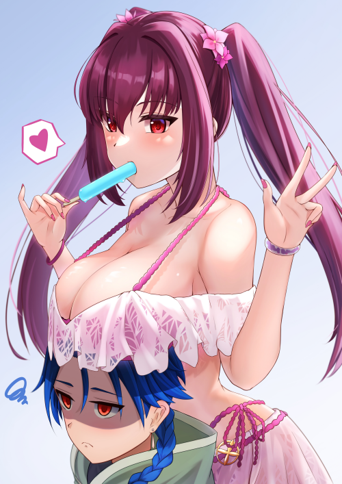 Skadi enjoying a popsicle and teasing Setanta